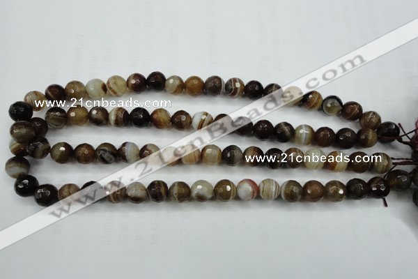 CAG5107 15.5 inches 8mm faceted round line agate beads wholesale