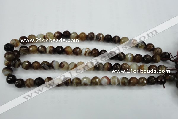 CAG5108 15.5 inches 10mm faceted round line agate beads wholesale