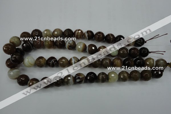 CAG5109 15.5 inches 12mm faceted round line agate beads wholesale