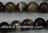 CAG5110 15.5 inches 14mm faceted round line agate beads wholesale