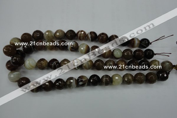 CAG5110 15.5 inches 14mm faceted round line agate beads wholesale