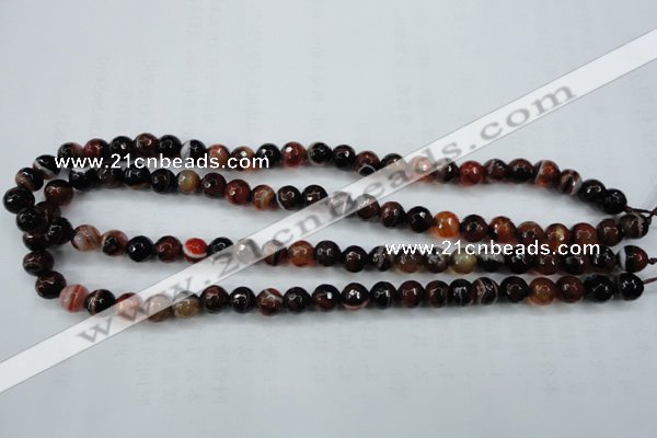 CAG5112 15.5 inches 8mm faceted round line agate beads wholesale