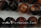CAG5115 15.5 inches 14mm faceted round line agate beads wholesale