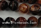 CAG5115 15.5 inches 14mm faceted round line agate beads wholesale