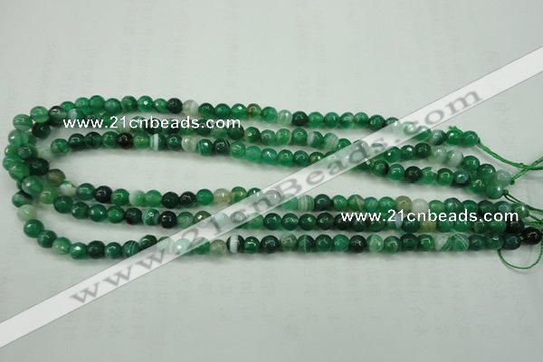 CAG5120 15.5 inches 4mm faceted round line agate beads wholesale