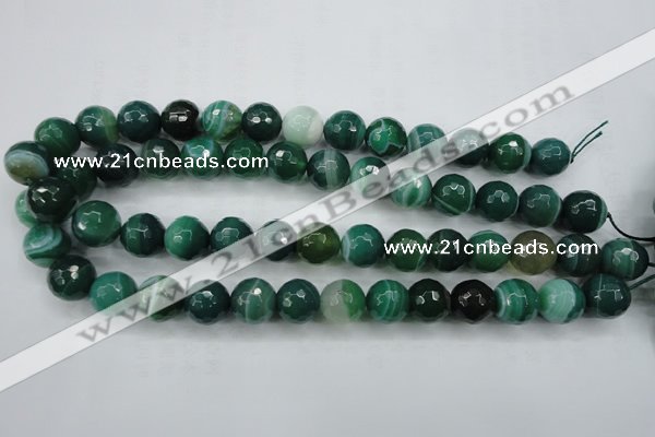 CAG5124 15.5 inches 12mm faceted round line agate beads wholesale