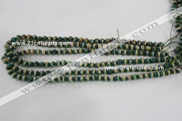 CAG5136 15 inches 6mm faceted round tibetan agate beads wholesale