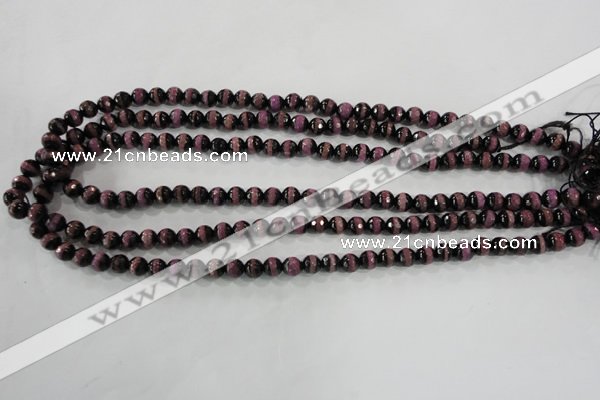 CAG5138 15 inches 6mm faceted round tibetan agate beads wholesale