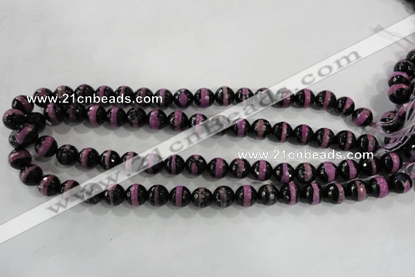 CAG5149 15 inches 10mm faceted round tibetan agate beads wholesale