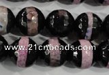 CAG5153 15 inches 12mm faceted round tibetan agate beads wholesale