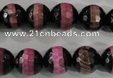 CAG5154 15 inches 12mm faceted round tibetan agate beads wholesale