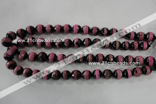 CAG5154 15 inches 12mm faceted round tibetan agate beads wholesale