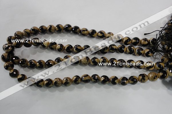 CAG5160 15 inches 10mm faceted round tibetan agate beads wholesale