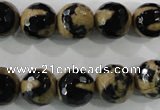 CAG5164 15 inches 12mm faceted round tibetan agate beads wholesale