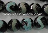 CAG5169 15 inches 14mm faceted round tibetan agate beads wholesale