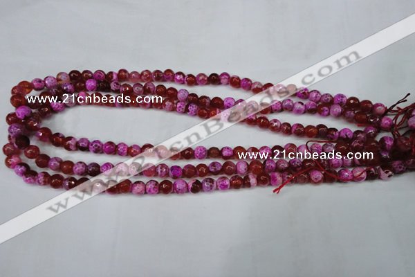 CAG5181 15 inches 6mm faceted round fire crackle agate beads