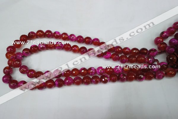 CAG5183 15 inches 10mm faceted round fire crackle agate beads