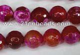 CAG5184 15 inches 12mm faceted round fire crackle agate beads