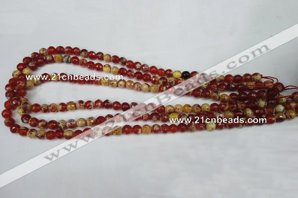 CAG5186 15 inches 6mm faceted round fire crackle agate beads