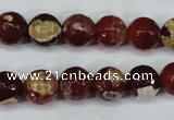 CAG5188 15 inches 10mm faceted round fire crackle agate beads