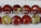 CAG5189 15 inches 12mm faceted round fire crackle agate beads