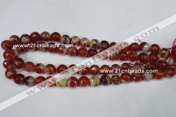 CAG5189 15 inches 12mm faceted round fire crackle agate beads