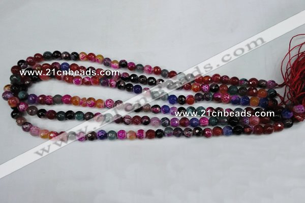 CAG5191 15 inches 6mm faceted round fire crackle agate beads