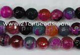 CAG5192 15 inches 8mm faceted round fire crackle agate beads