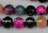 CAG5194 15 inches 12mm faceted round fire crackle agate beads