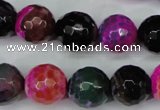 CAG5195 15 inches 14mm faceted round fire crackle agate beads