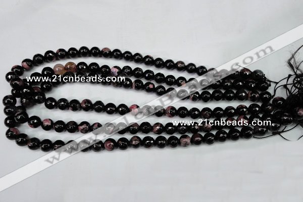 CAG5198 15 inches 8mm faceted round fire crackle agate beads