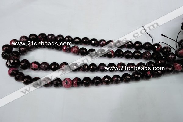 CAG5199 15 inches 10mm faceted round fire crackle agate beads