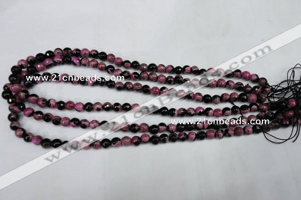 CAG5203 15 inches 6mm faceted round fire crackle agate beads