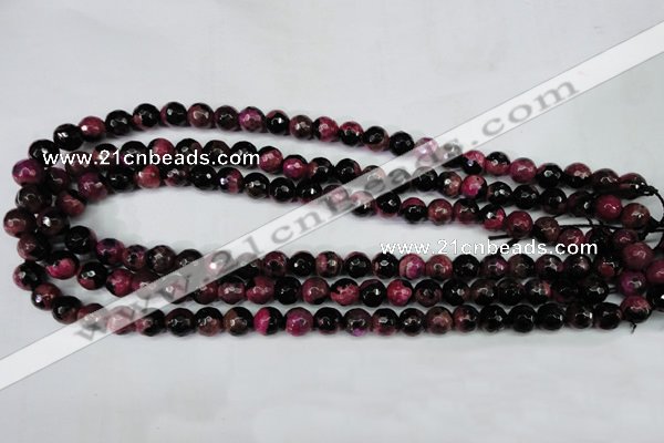 CAG5204 15 inches 8mm faceted round fire crackle agate beads