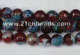 CAG5207 15 inches 8mm faceted round fire crackle agate beads