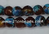 CAG5208 15 inches 10mm faceted round fire crackle agate beads