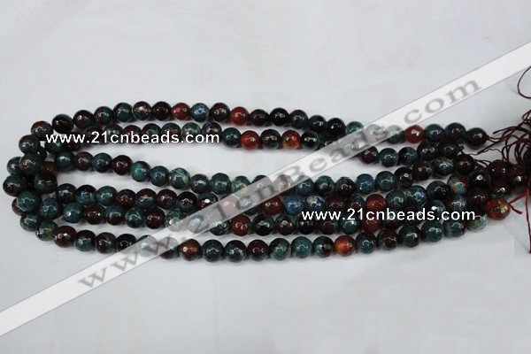 CAG5211 15 inches 8mm faceted round fire crackle agate beads