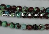 CAG5214 15 inches 6mm faceted round fire crackle agate beads