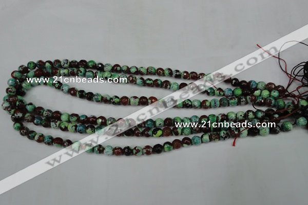CAG5214 15 inches 6mm faceted round fire crackle agate beads