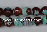 CAG5215 15 inches 10mm faceted round fire crackle agate beads