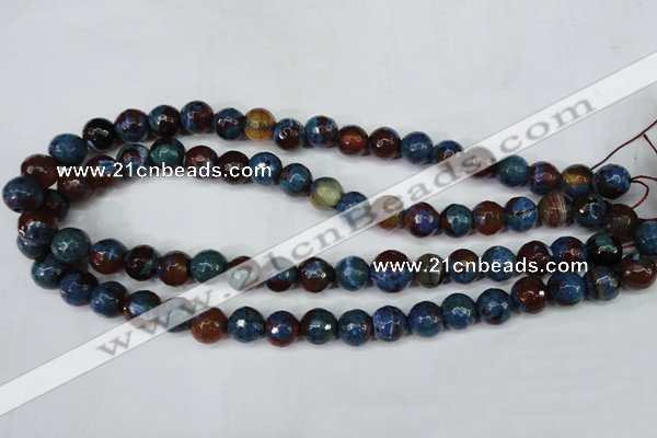 CAG5217 15 inches 10mm faceted round fire crackle agate beads