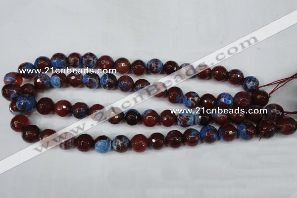 CAG5218 15 inches 12mm faceted round fire crackle agate beads