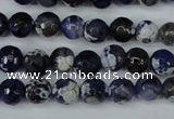 CAG5222 15 inches 8mm faceted round fire crackle agate beads