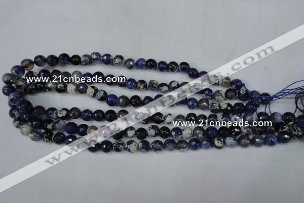 CAG5222 15 inches 8mm faceted round fire crackle agate beads