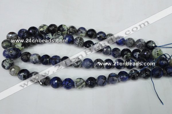 CAG5224 15 inches 12mm faceted round fire crackle agate beads