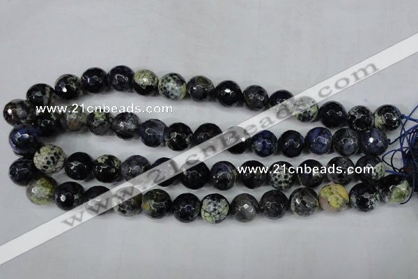 CAG5225 15 inches 14mm faceted round fire crackle agate beads