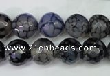 CAG5229 15 inches 12mm faceted round fire crackle agate beads