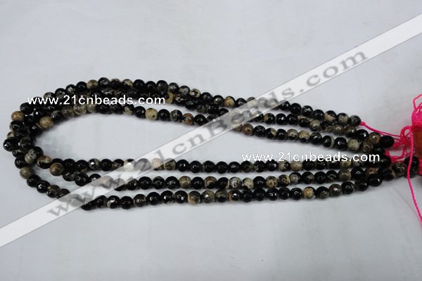 CAG5231 15 inches 6mm faceted round fire crackle agate beads