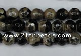 CAG5232 15 inches 10mm faceted round fire crackle agate beads