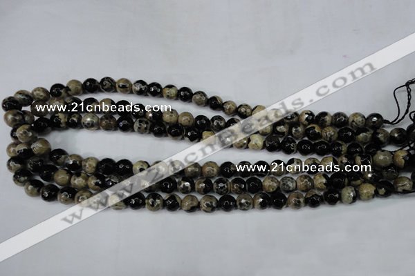 CAG5232 15 inches 10mm faceted round fire crackle agate beads